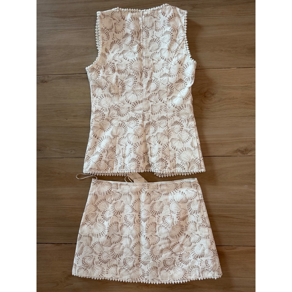 Altar'd State Seashell Print Vest and Mini Skirt Set White Tan NWT XS S - Picture 8 of 8